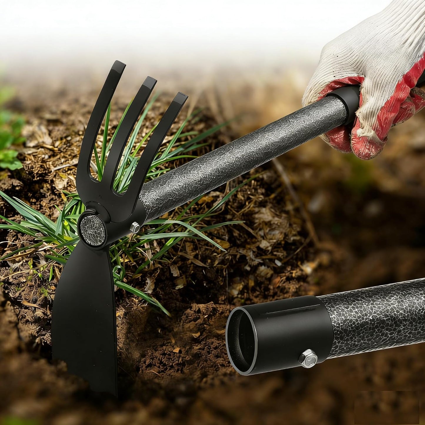 Adjustable Garden Hoe – Multi-Purpose Weeding & Digging Tool with Ergonomic Handle, Length (16"-60"), Rust-Proof Coated Steel, Heavy Duty for Farm, Yard, Gardening