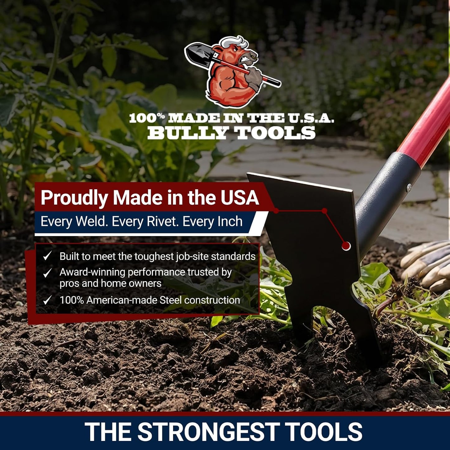12-Gauge Two-Prong Weeding Hoe, 58" Fiberglass Long Handle
