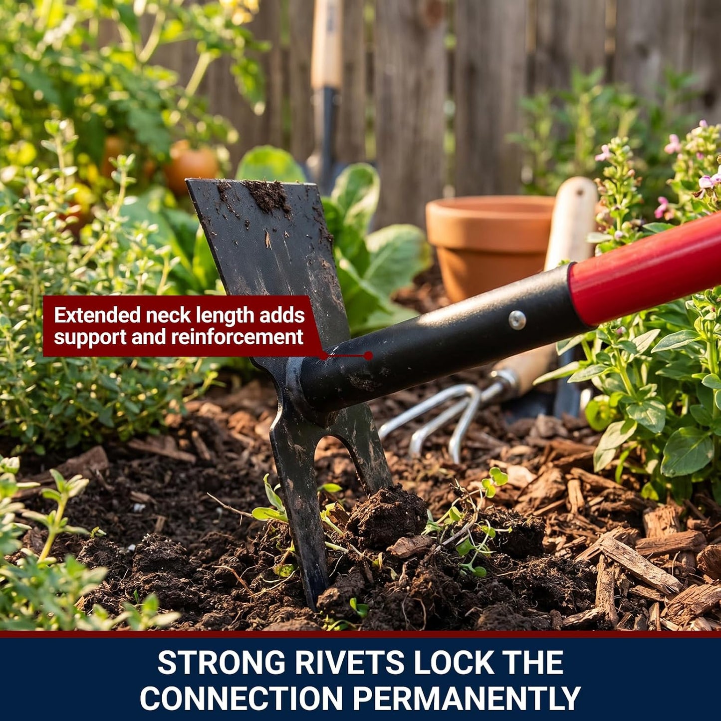 12-Gauge Two-Prong Weeding Hoe, 58" Fiberglass Long Handle