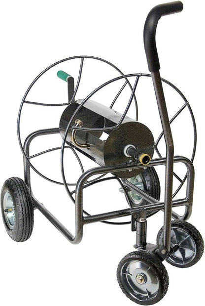 Hose Reel Cart - Heavy Duty Metal with Wheels for Gardens, Lawns, and Outdoor Use, 400 ft