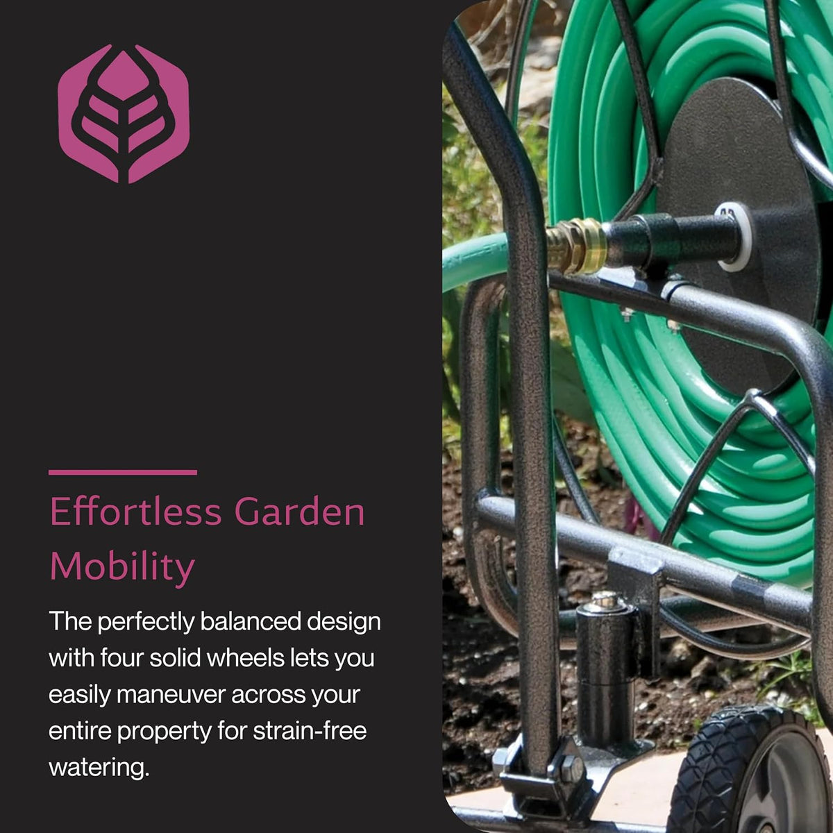 Hose Reel Cart - Heavy Duty Metal with Wheels for Gardens, Lawns, and Outdoor Use, 400 ft