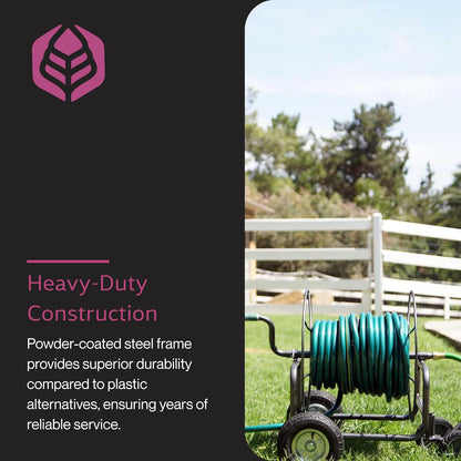 Hose Reel Cart - Heavy Duty Metal with Wheels for Gardens, Lawns, and Outdoor Use, 400 ft