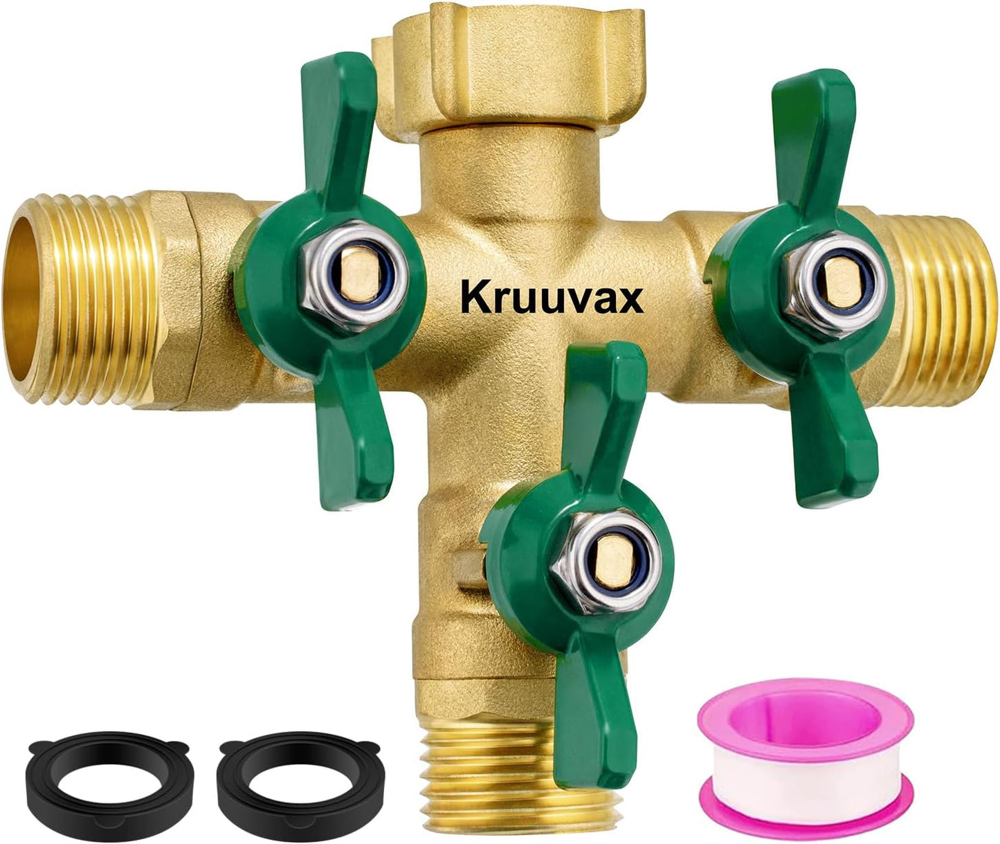304 Stainless Steel Garden Hose Splitter 2 Way Heavy Duty Water Hose Splitter 3/4" GHT Hose Y Splitter with Shutoff Full Flow Outdoor Faucet Splitter With Wrench