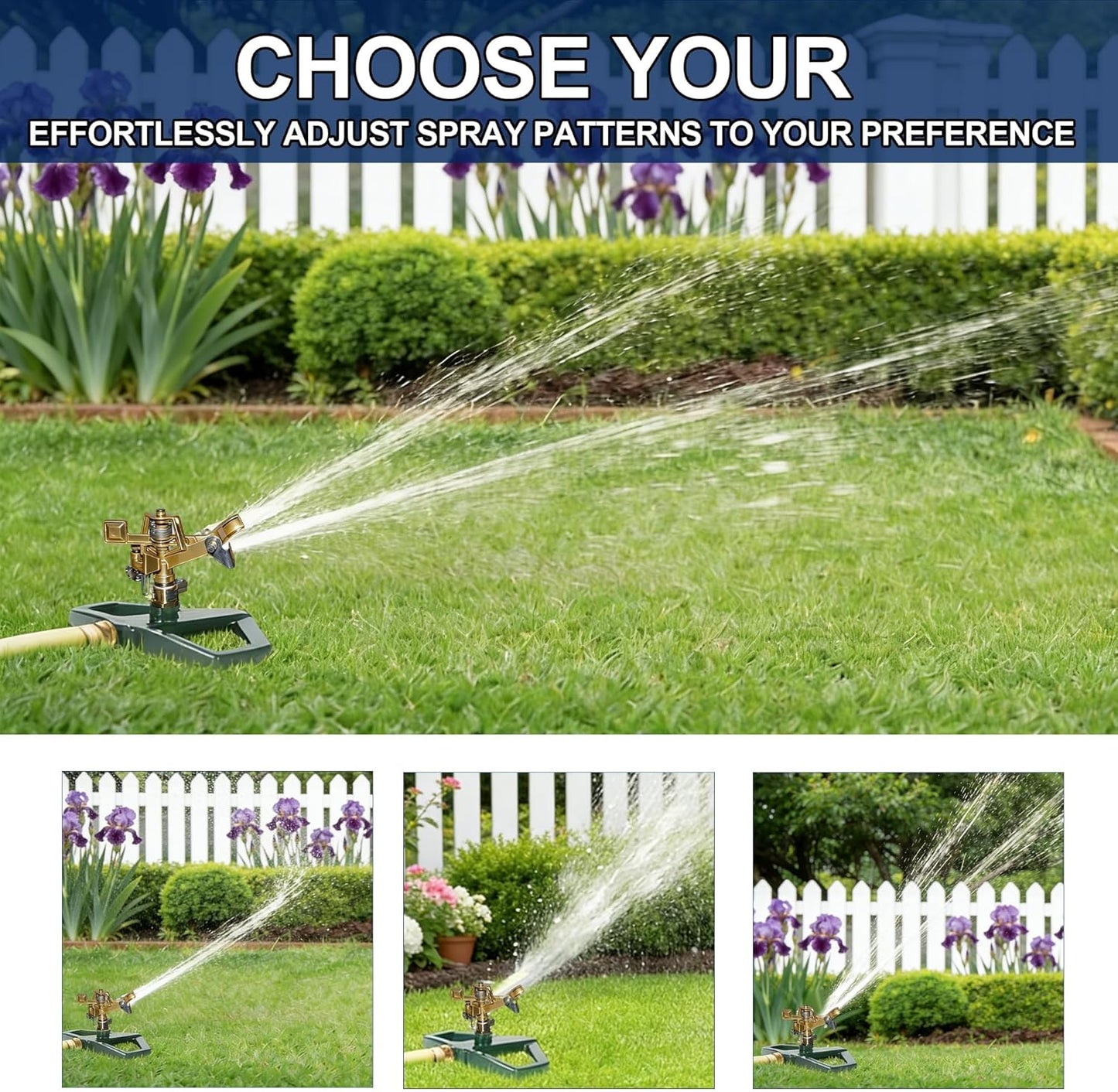 Impact Pulsating Sprinklers for Yard - Heavy Duty Lawn Sprinkler with Metal Base, Adjustable Rotating 360 Degree for Large Area Garden, Coverage up to 5,800 Sq. Ft