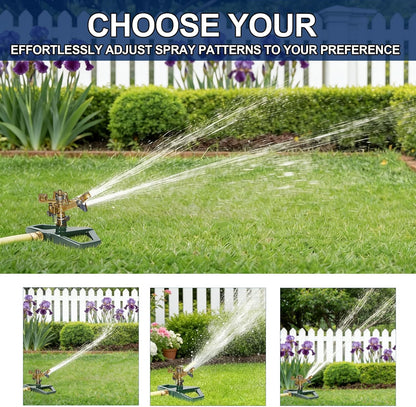 Impact Pulsating Sprinklers for Yard - Heavy Duty Lawn Sprinkler with Metal Base, Adjustable Rotating 360 Degree for Large Area Garden, Coverage up to 5,800 Sq. Ft