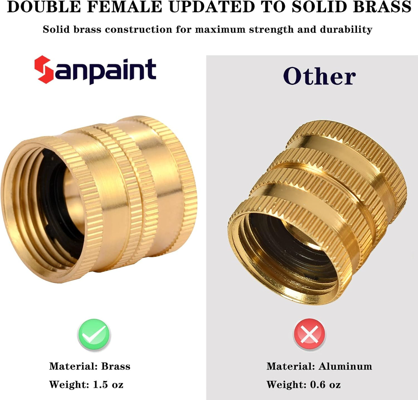 2 Pack 3/4" Garden Hose Connector with Dual Swivel for Male Hose to Male Hose, Double Female