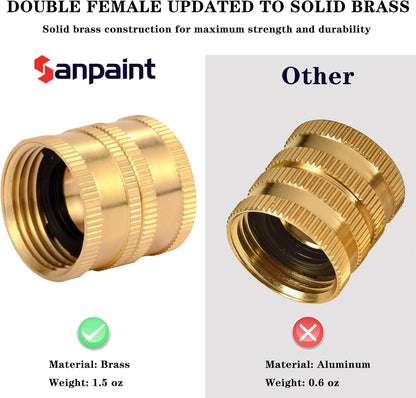 2 Pack 3/4" Garden Hose Connector with Dual Swivel for Male Hose to Male Hose, Double Female