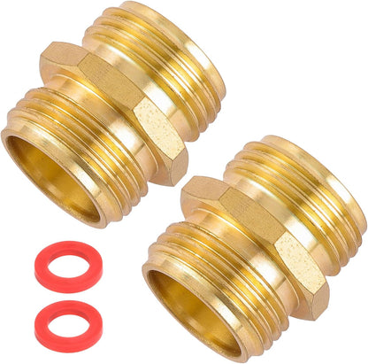 2 Pack 3/4" Garden Hose Connector with Dual Swivel for Male Hose to Male Hose, Double Female