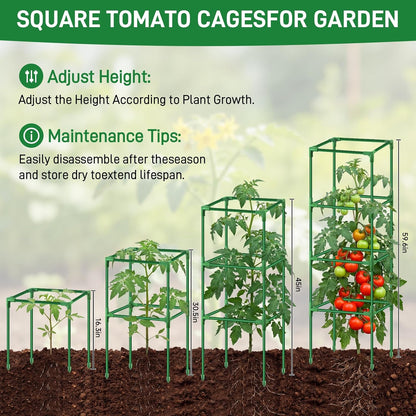6 Pack Tomato Cage for Garden & Pots, Rust-Resistant Metal Plant Support