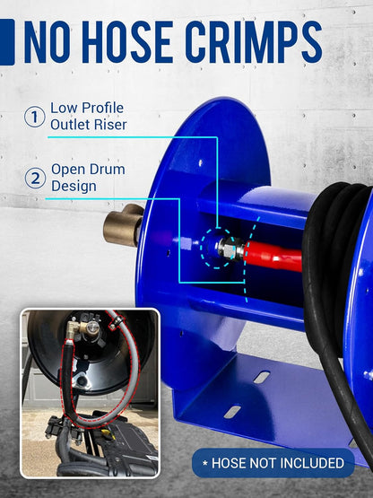 Pressure Washer Hose Reel 150FTx3/8”, 300FTx1/4” Manual Power Washer Hose Reel with M22 14mm Fitting,4500PSI Heavy Duty Hose Reel for Water,High Pressure Metal Reel with Wall/Van/Trailer Mount