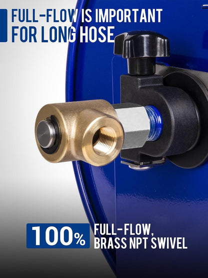 Pressure Washer Hose Reel 150FTx3/8”, 300FTx1/4” Manual Power Washer Hose Reel with M22 14mm Fitting,4500PSI Heavy Duty Hose Reel for Water,High Pressure Metal Reel with Wall/Van/Trailer Mount