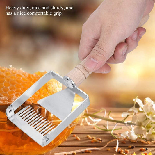 Honeycomb Honey 304 Stainless Steel Scraper Rust-Proof Beekeeping Tine Supplies Uncapping Fork Hive Wooden Handle Gardening Hand Tools