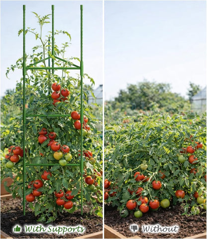 51 inch Tomato Cage Heavy-Duty Plant Support Cucumber & Vine Vegetables – Adjustable Green Metal Garden Trellis for Climbing Plants, Indoor & Outdoor Use, 3 Pack