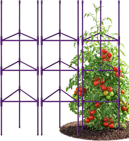 51 inch Tomato Cage Heavy-Duty Plant Support Cucumber & Vine Vegetables – Adjustable Green Metal Garden Trellis for Climbing Plants, Indoor & Outdoor Use, 3 Pack