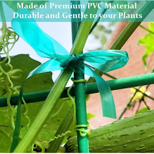 Garden Stretch Tie Tape 1" Wide 150 Feet Non-Sticky Reusable Stretchy Garden Plant Ties Thick Sturdy Stretchable Plant Tape Green Vinyl Stake Ribbon for Tomatoes, Grapes, Flowers and Trees