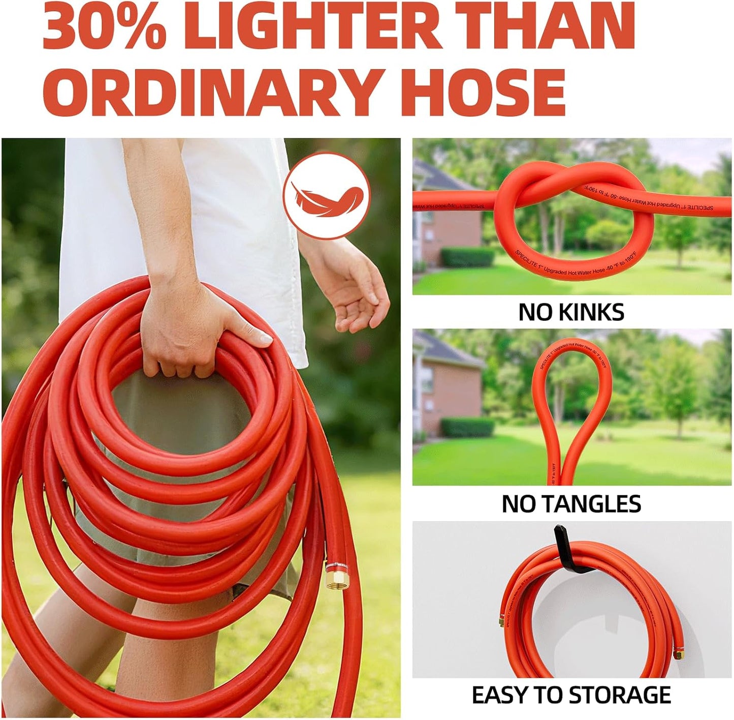 5/8" x 5FT Hot/Cold Short Leader Garden Water Hose, -50℉-190℉