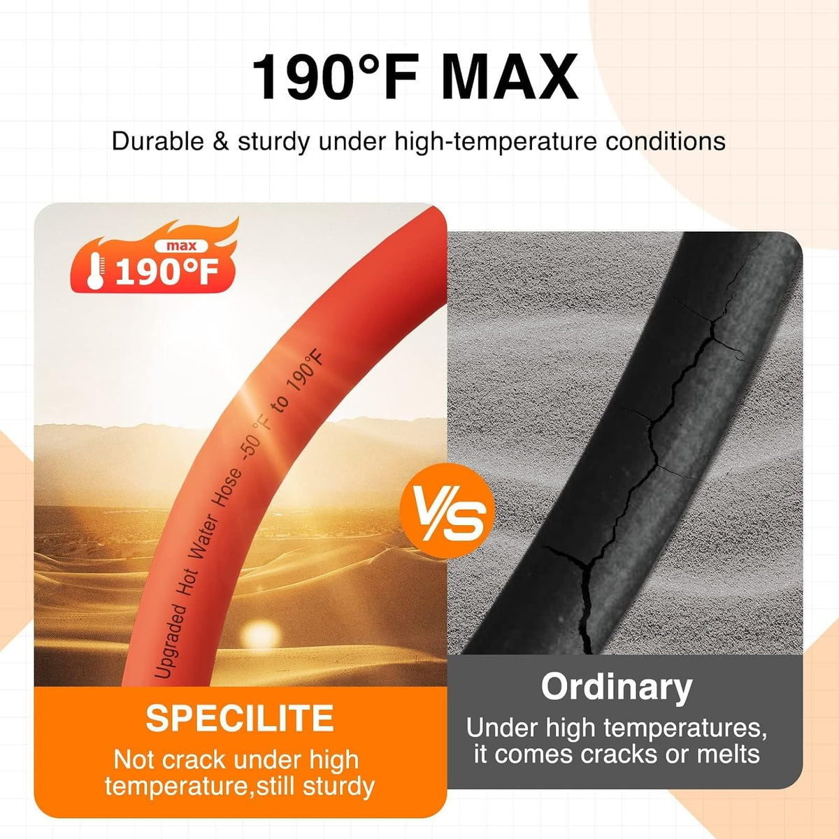 5/8" x 5FT Hot/Cold Short Leader Garden Water Hose, -50℉-190℉