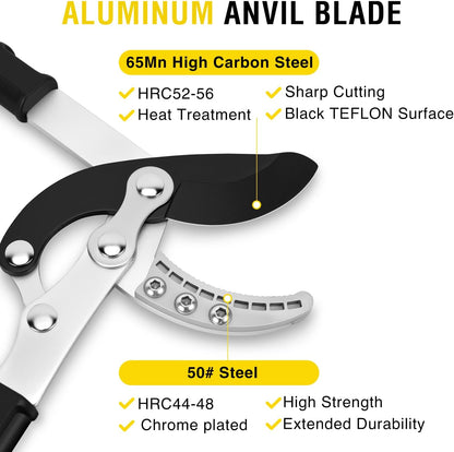 27-35" Extendable Loppers for Tree Trimming Heavy Duty Tree Trimmer Bypass Loppers with Compound Action Sharp Anvil Blade up to 2 Inch Cut Capacity Branch Cutter Chops Thick Branches Ease