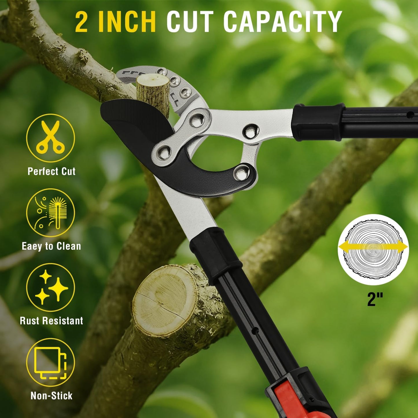 27-35" Extendable Loppers for Tree Trimming Heavy Duty Tree Trimmer Bypass Loppers with Compound Action Sharp Anvil Blade up to 2 Inch Cut Capacity Branch Cutter Chops Thick Branches Ease