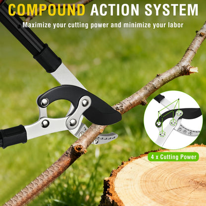 27-35" Extendable Loppers for Tree Trimming Heavy Duty Tree Trimmer Bypass Loppers with Compound Action Sharp Anvil Blade up to 2 Inch Cut Capacity Branch Cutter Chops Thick Branches Ease