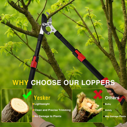 27-35" Extendable Loppers for Tree Trimming Heavy Duty Tree Trimmer Bypass Loppers with Compound Action Sharp Anvil Blade up to 2 Inch Cut Capacity Branch Cutter Chops Thick Branches Ease