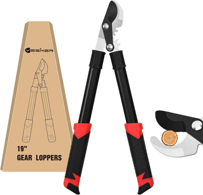 27-35" Extendable Loppers for Tree Trimming Heavy Duty Tree Trimmer Bypass Loppers with Compound Action Sharp Anvil Blade up to 2 Inch Cut Capacity Branch Cutter Chops Thick Branches Ease