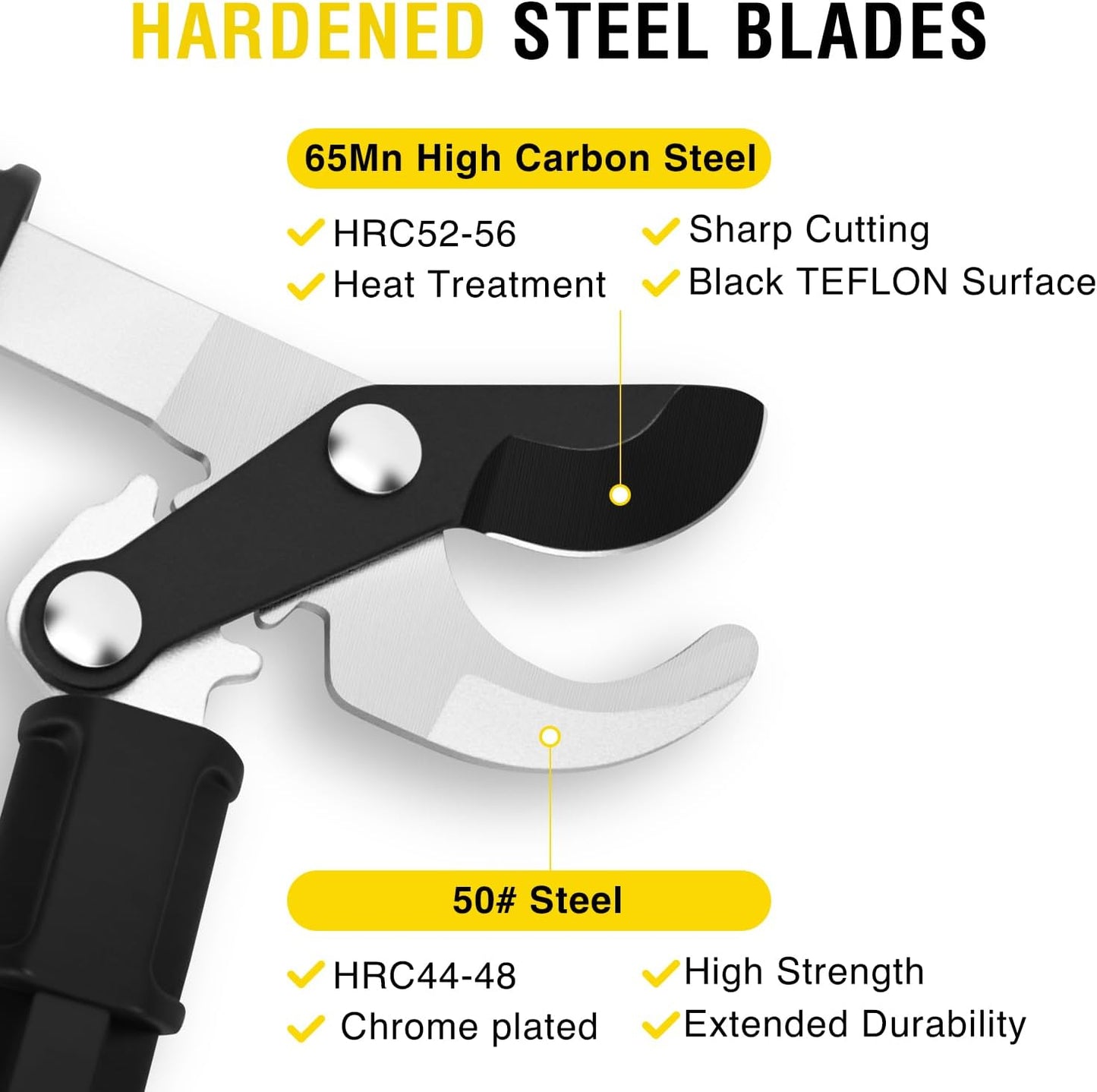 27-35" Extendable Loppers for Tree Trimming Heavy Duty Tree Trimmer Bypass Loppers with Compound Action Sharp Anvil Blade up to 2 Inch Cut Capacity Branch Cutter Chops Thick Branches Ease