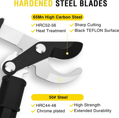 27-35" Extendable Loppers for Tree Trimming Heavy Duty Tree Trimmer Bypass Loppers with Compound Action Sharp Anvil Blade up to 2 Inch Cut Capacity Branch Cutter Chops Thick Branches Ease