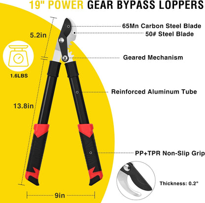 27-35" Extendable Loppers for Tree Trimming Heavy Duty Tree Trimmer Bypass Loppers with Compound Action Sharp Anvil Blade up to 2 Inch Cut Capacity Branch Cutter Chops Thick Branches Ease