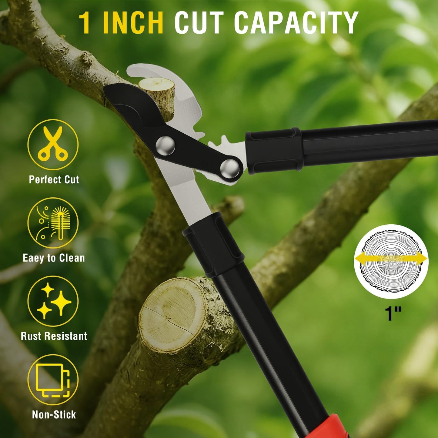27-35" Extendable Loppers for Tree Trimming Heavy Duty Tree Trimmer Bypass Loppers with Compound Action Sharp Anvil Blade up to 2 Inch Cut Capacity Branch Cutter Chops Thick Branches Ease