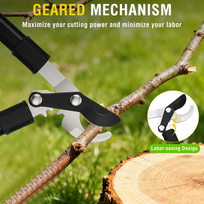 27-35" Extendable Loppers for Tree Trimming Heavy Duty Tree Trimmer Bypass Loppers with Compound Action Sharp Anvil Blade up to 2 Inch Cut Capacity Branch Cutter Chops Thick Branches Ease