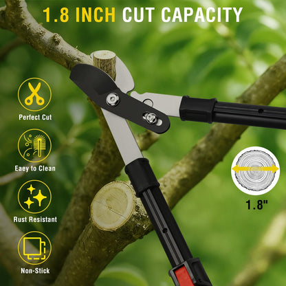 27-35" Extendable Loppers for Tree Trimming Heavy Duty Tree Trimmer Bypass Loppers with Compound Action Sharp Anvil Blade up to 2 Inch Cut Capacity Branch Cutter Chops Thick Branches Ease