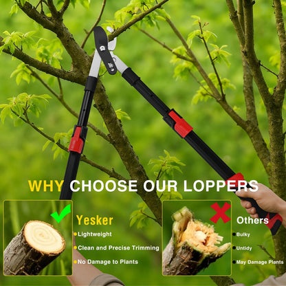 27-35" Extendable Loppers for Tree Trimming Heavy Duty Tree Trimmer Bypass Loppers with Compound Action Sharp Anvil Blade up to 2 Inch Cut Capacity Branch Cutter Chops Thick Branches Ease