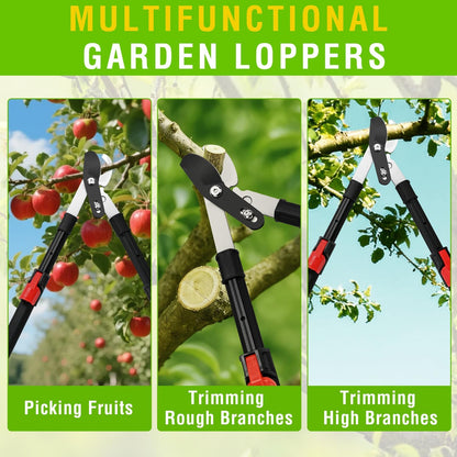 27-35" Extendable Loppers for Tree Trimming Heavy Duty Tree Trimmer Bypass Loppers with Compound Action Sharp Anvil Blade up to 2 Inch Cut Capacity Branch Cutter Chops Thick Branches Ease