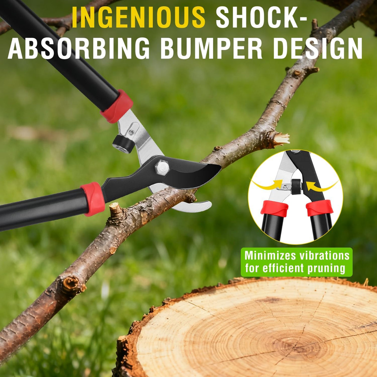 27-35" Extendable Loppers for Tree Trimming Heavy Duty Tree Trimmer Bypass Loppers with Compound Action Sharp Anvil Blade up to 2 Inch Cut Capacity Branch Cutter Chops Thick Branches Ease