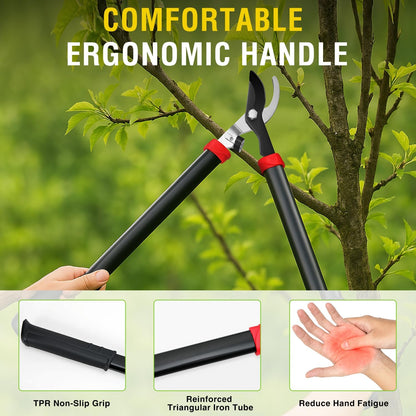27-35" Extendable Loppers for Tree Trimming Heavy Duty Tree Trimmer Bypass Loppers with Compound Action Sharp Anvil Blade up to 2 Inch Cut Capacity Branch Cutter Chops Thick Branches Ease