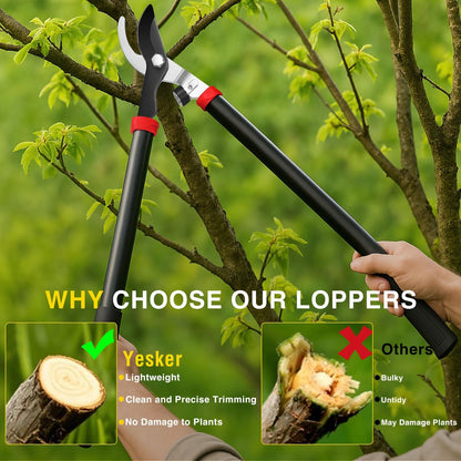 27-35" Extendable Loppers for Tree Trimming Heavy Duty Tree Trimmer Bypass Loppers with Compound Action Sharp Anvil Blade up to 2 Inch Cut Capacity Branch Cutter Chops Thick Branches Ease