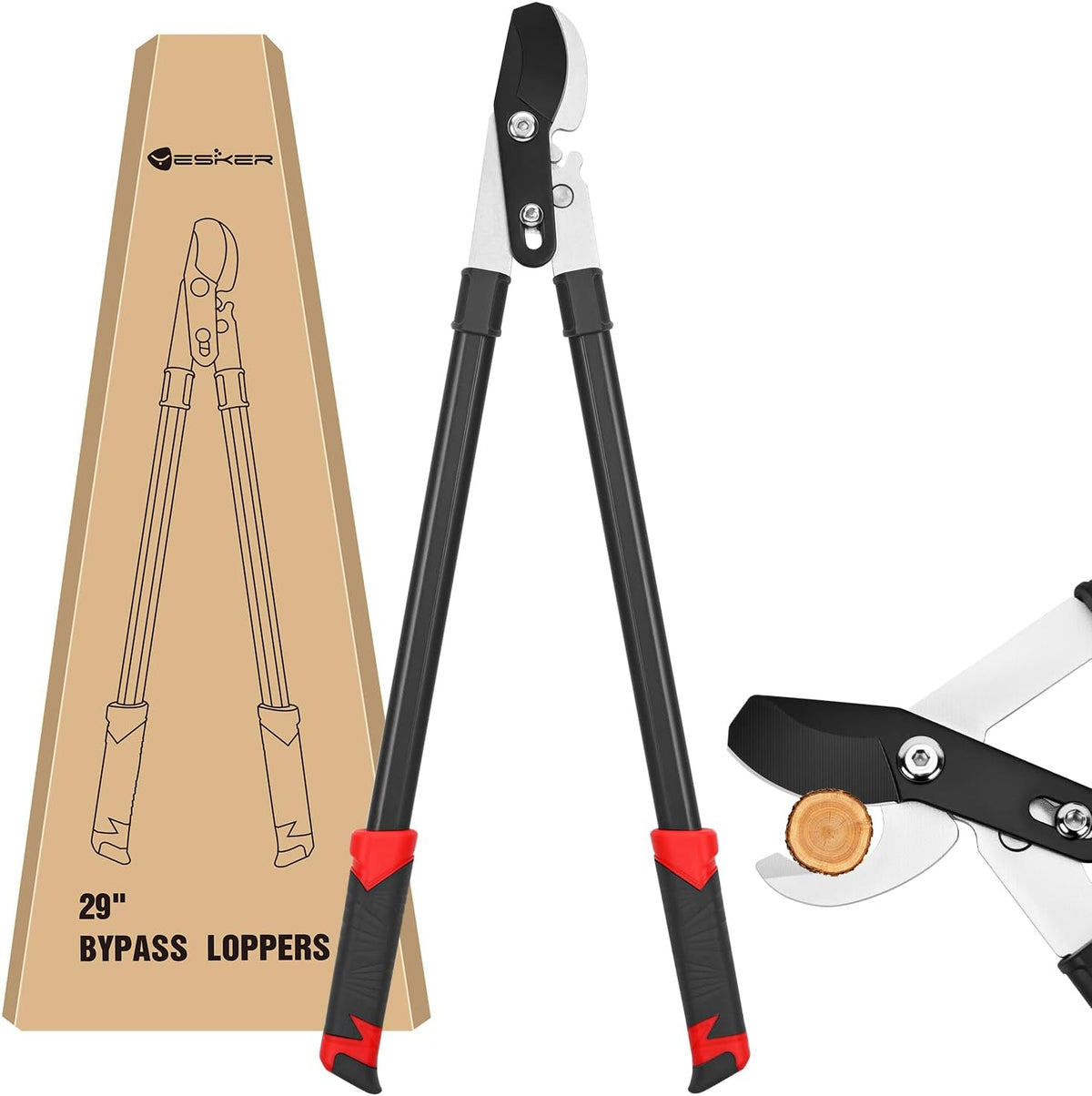 27-35" Extendable Loppers for Tree Trimming Heavy Duty Tree Trimmer Bypass Loppers with Compound Action Sharp Anvil Blade up to 2 Inch Cut Capacity Branch Cutter Chops Thick Branches Ease