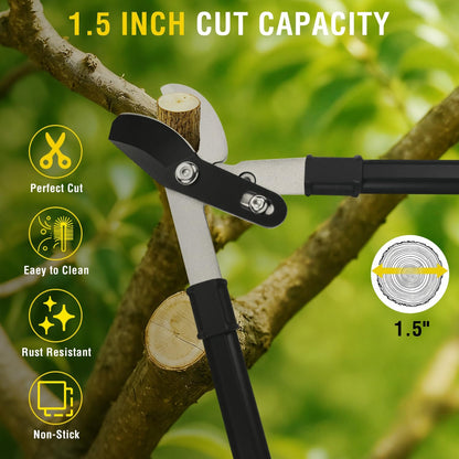27-35" Extendable Loppers for Tree Trimming Heavy Duty Tree Trimmer Bypass Loppers with Compound Action Sharp Anvil Blade up to 2 Inch Cut Capacity Branch Cutter Chops Thick Branches Ease