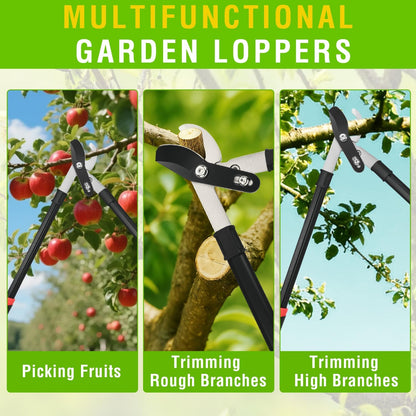 27-35" Extendable Loppers for Tree Trimming Heavy Duty Tree Trimmer Bypass Loppers with Compound Action Sharp Anvil Blade up to 2 Inch Cut Capacity Branch Cutter Chops Thick Branches Ease