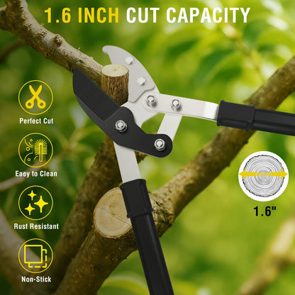 27-35" Extendable Loppers for Tree Trimming Heavy Duty Tree Trimmer Bypass Loppers with Compound Action Sharp Anvil Blade up to 2 Inch Cut Capacity Branch Cutter Chops Thick Branches Ease