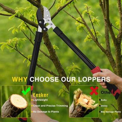 27-35" Extendable Loppers for Tree Trimming Heavy Duty Tree Trimmer Bypass Loppers with Compound Action Sharp Anvil Blade up to 2 Inch Cut Capacity Branch Cutter Chops Thick Branches Ease