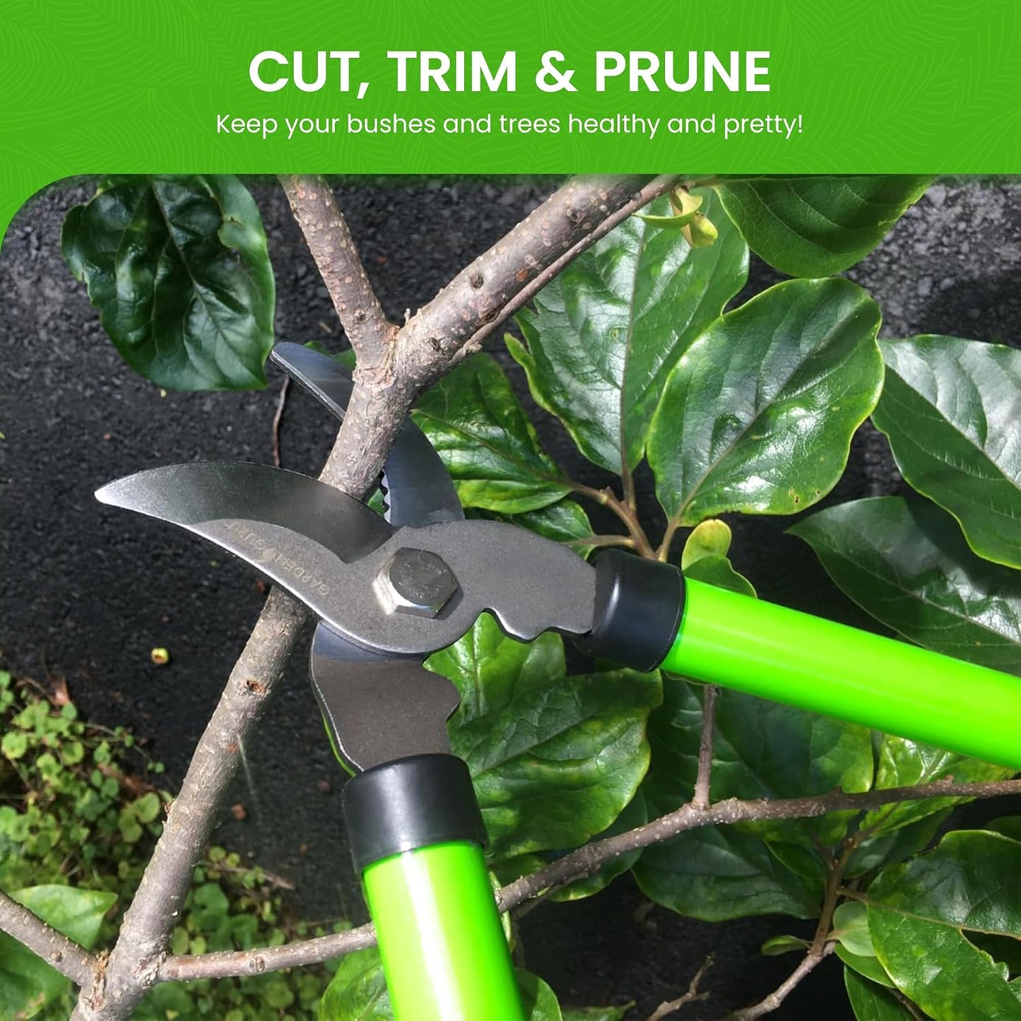 Bypass Loppers Tree Trimmer Clipper – Compact 15 inch High Carbon Steel Blade Gardening Loppers Pruning Shear - Comfort Grip Handles – Heavy Duty Branch Cutter – Cut Thick Branches w Ease