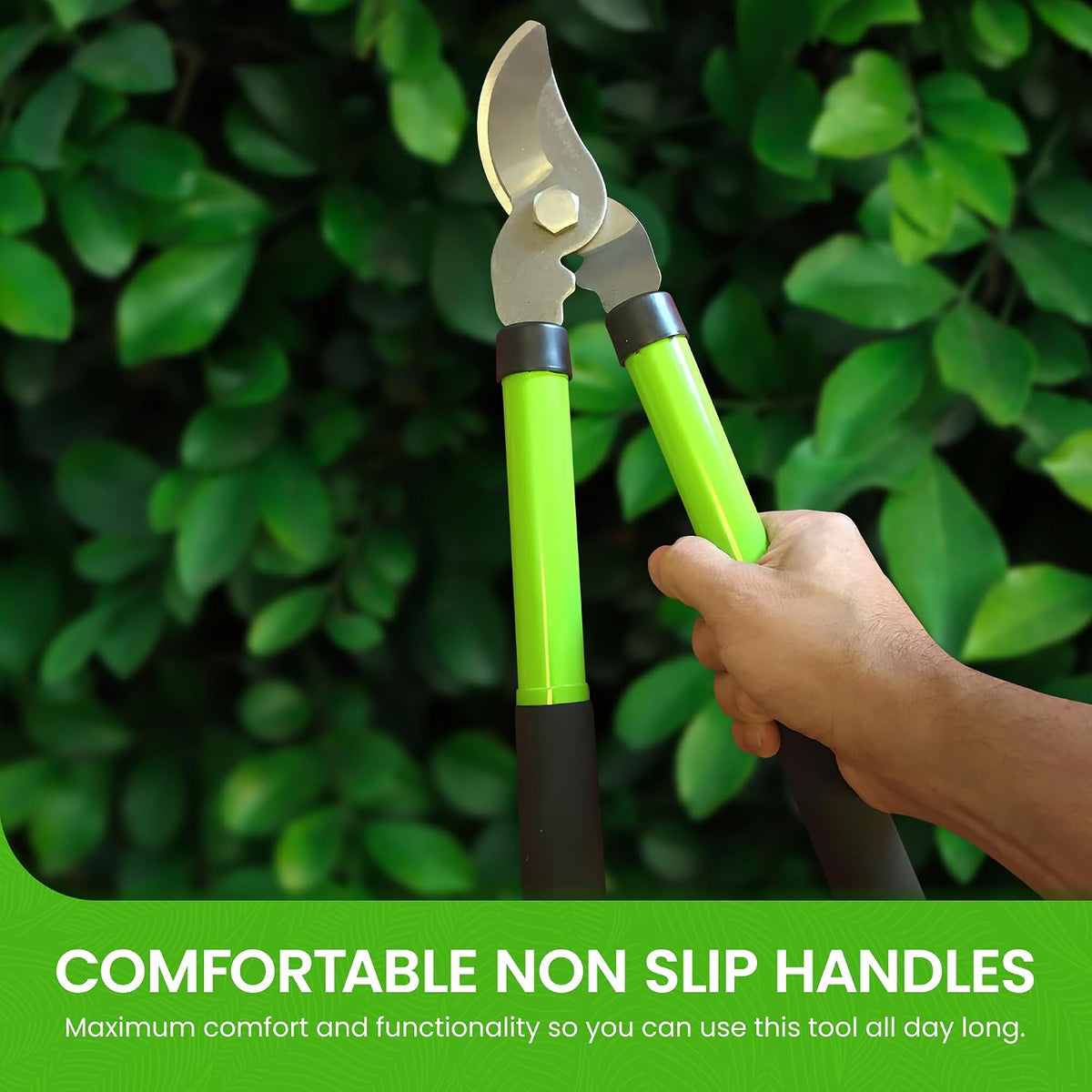 Bypass Loppers Tree Trimmer Clipper – Compact 15 inch High Carbon Steel Blade Gardening Loppers Pruning Shear - Comfort Grip Handles – Heavy Duty Branch Cutter – Cut Thick Branches w Ease