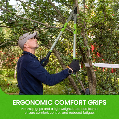 Bypass Loppers Tree Trimmer Clipper – Compact 15 inch High Carbon Steel Blade Gardening Loppers Pruning Shear - Comfort Grip Handles – Heavy Duty Branch Cutter – Cut Thick Branches w Ease