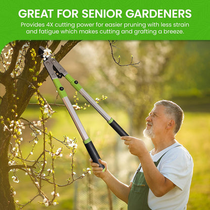 Bypass Loppers Tree Trimmer Clipper – Compact 15 inch High Carbon Steel Blade Gardening Loppers Pruning Shear - Comfort Grip Handles – Heavy Duty Branch Cutter – Cut Thick Branches w Ease