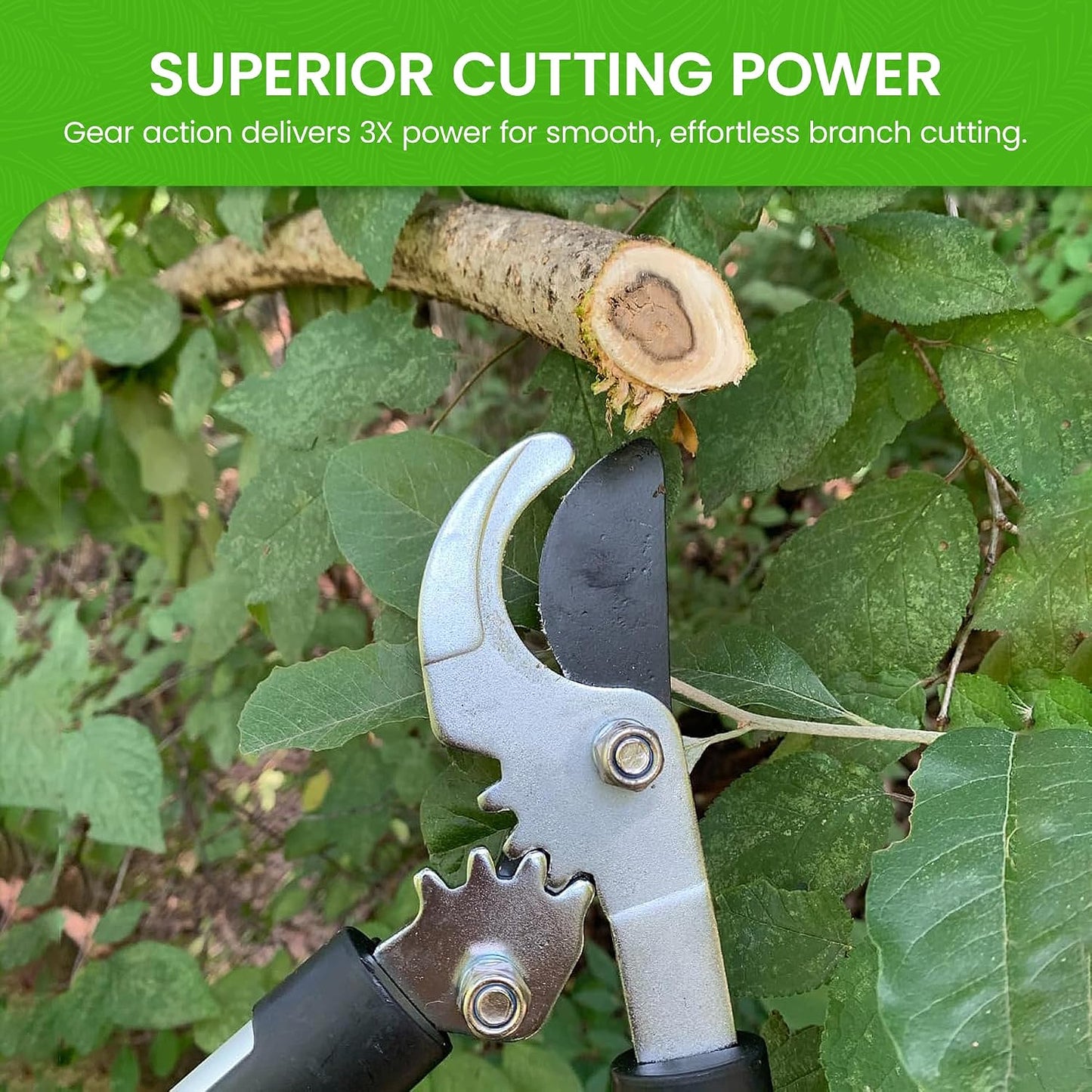 Bypass Loppers Tree Trimmer Clipper – Compact 15 inch High Carbon Steel Blade Gardening Loppers Pruning Shear - Comfort Grip Handles – Heavy Duty Branch Cutter – Cut Thick Branches w Ease