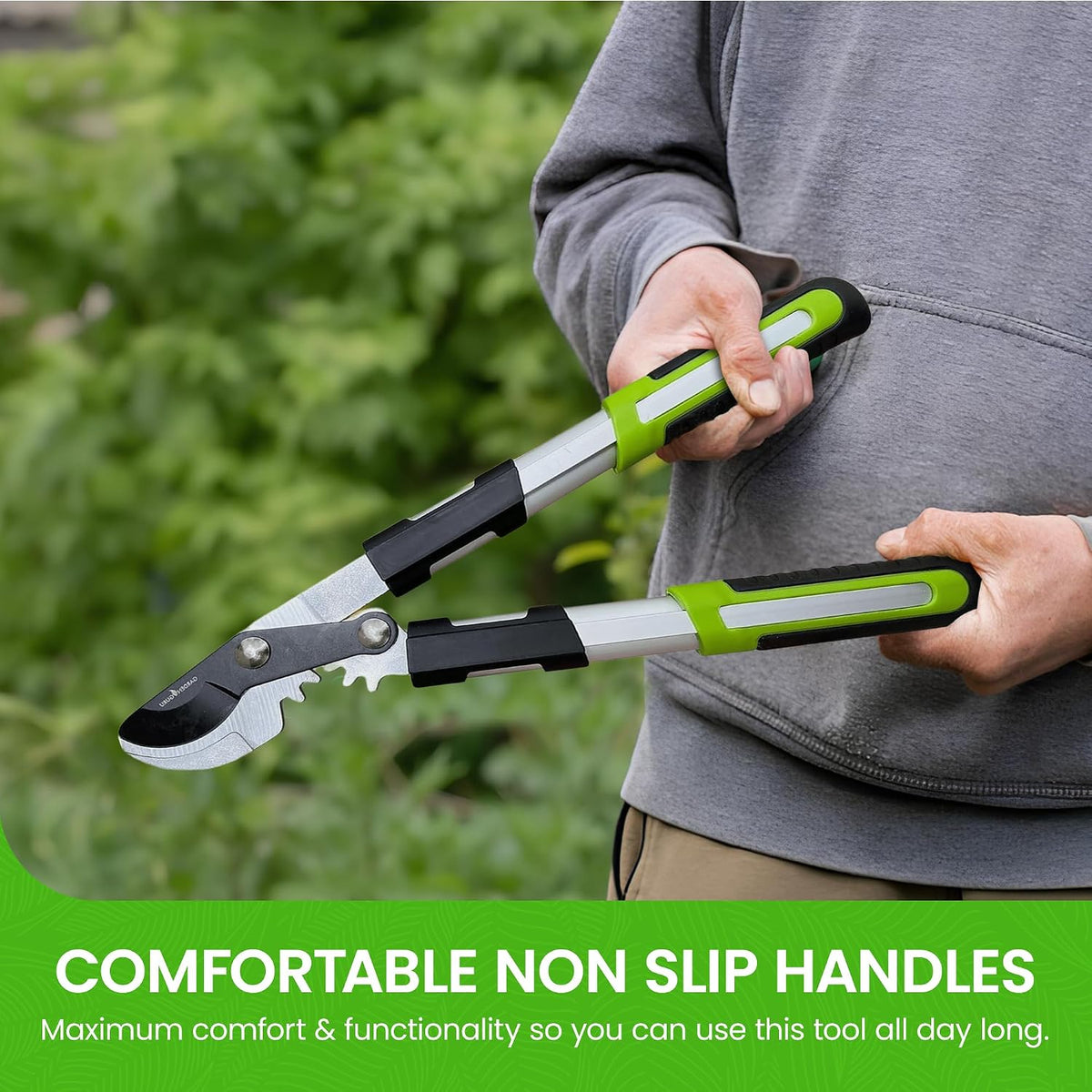 Bypass Loppers Tree Trimmer Clipper – Compact 15 inch High Carbon Steel Blade Gardening Loppers Pruning Shear - Comfort Grip Handles – Heavy Duty Branch Cutter – Cut Thick Branches w Ease