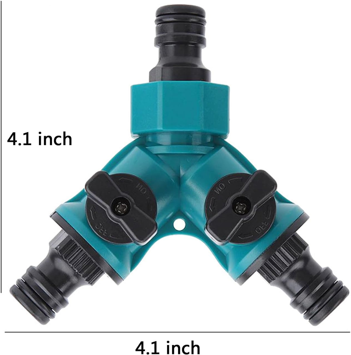 Garden Hose Splitter 2 Way, Y Water Tap Splitter with ON-OFF Valves, 3 Way Hose Connector, PTFE Tape, 3pcs Rubber Washers, 1pc Female + 2pcs Male 3/4 Inch Hose End Quick Connectors