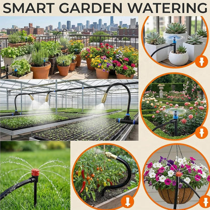 Drip Irrigation System for Watering Garden: 230FT Misting Sprinkler DIY Devices with Tubing Hose for Indoor Plants Outdoor Flower Beds Raised Growing Lawn Tree Patio Hydroponic